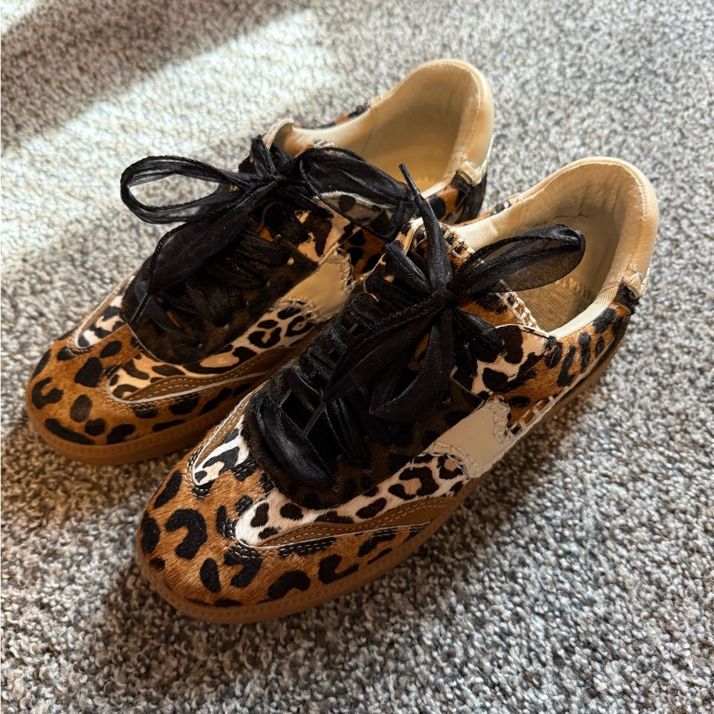 Dolce Vita Leopard Print Sneakers with Black Laces